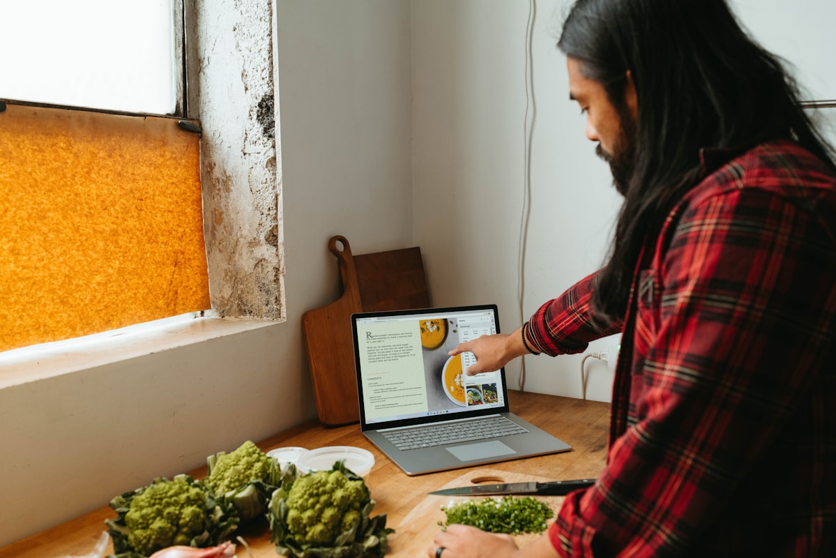 Healthy meal preparation with fresh vegetables and grains